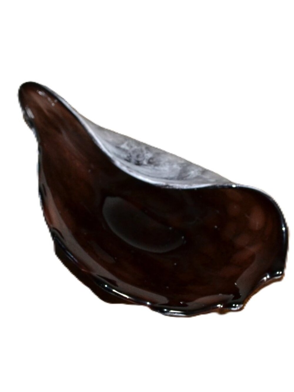 Art Glass Shell Shaped Shallow Trinket/Accent Decor Gray Shaded